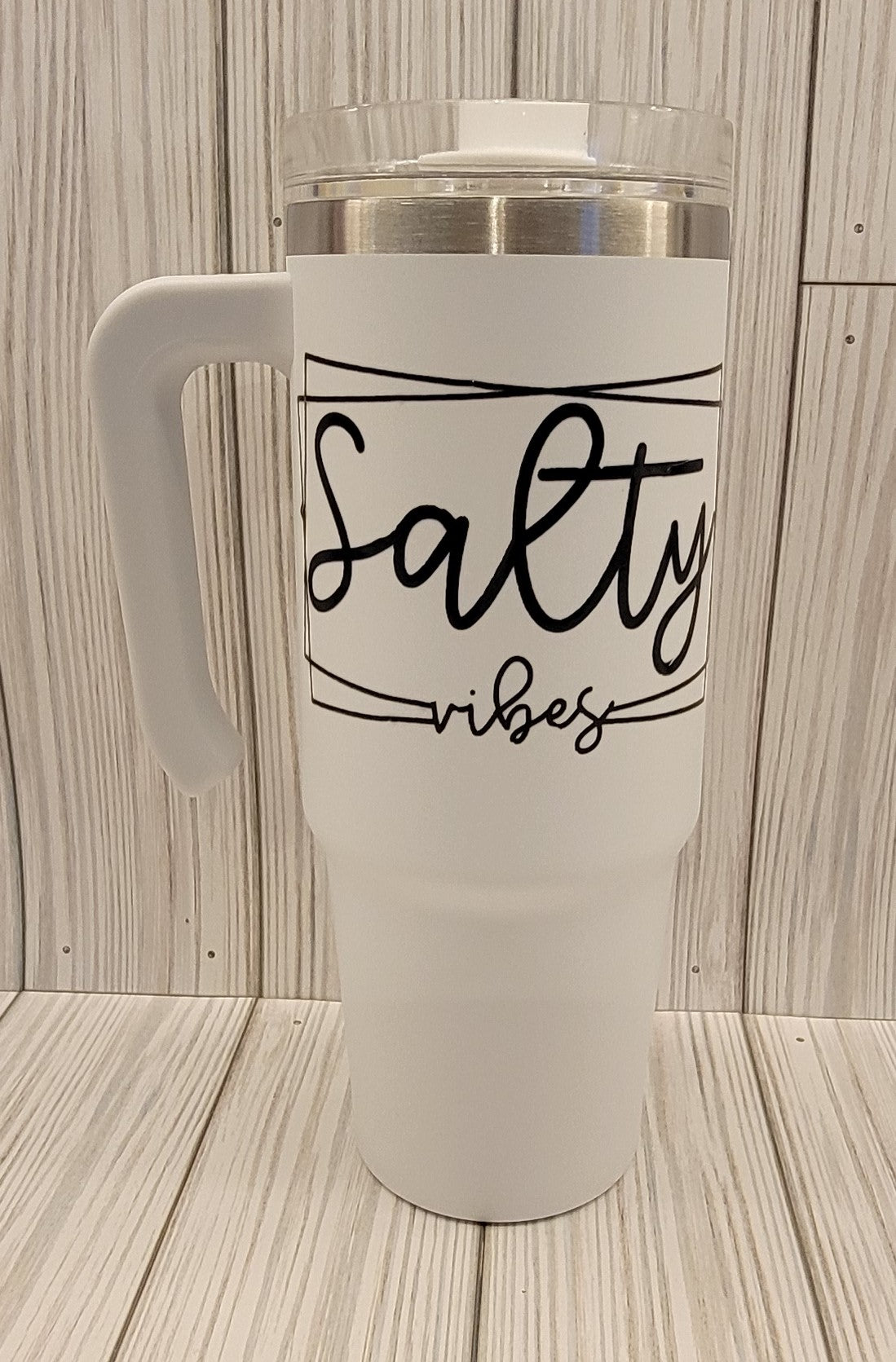 Salty Vibes Handle Tumbler 20oz- White