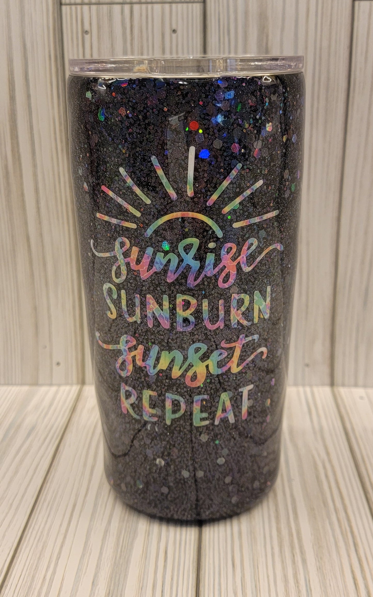 20oz Black Sparkle Sunrise Decal