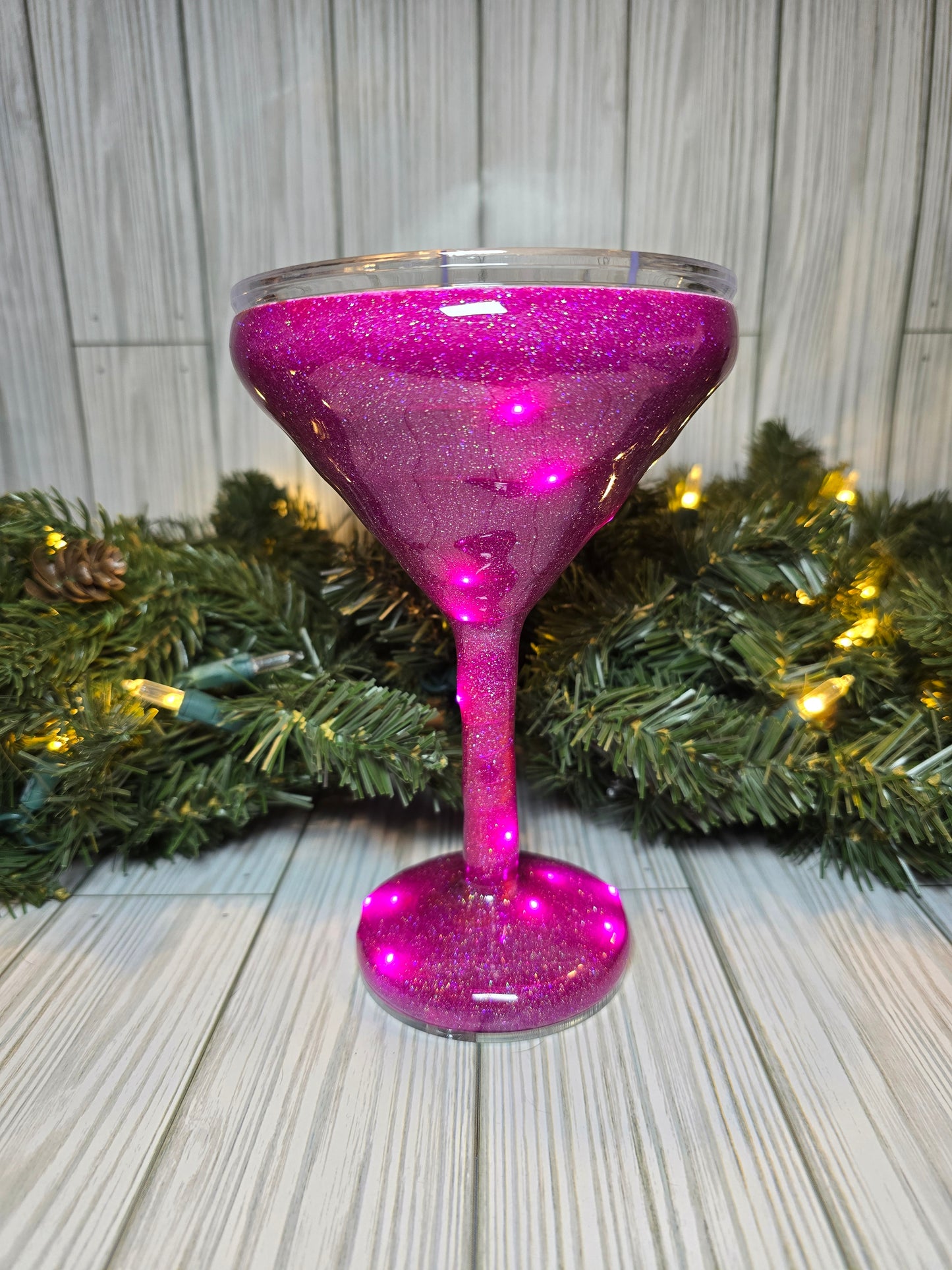 8oz Martini with pink lights