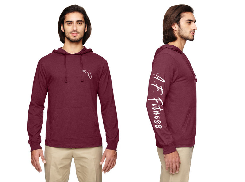 AF Fitness Long-Sleeve Pullover Hooded T-Shirt -Berry