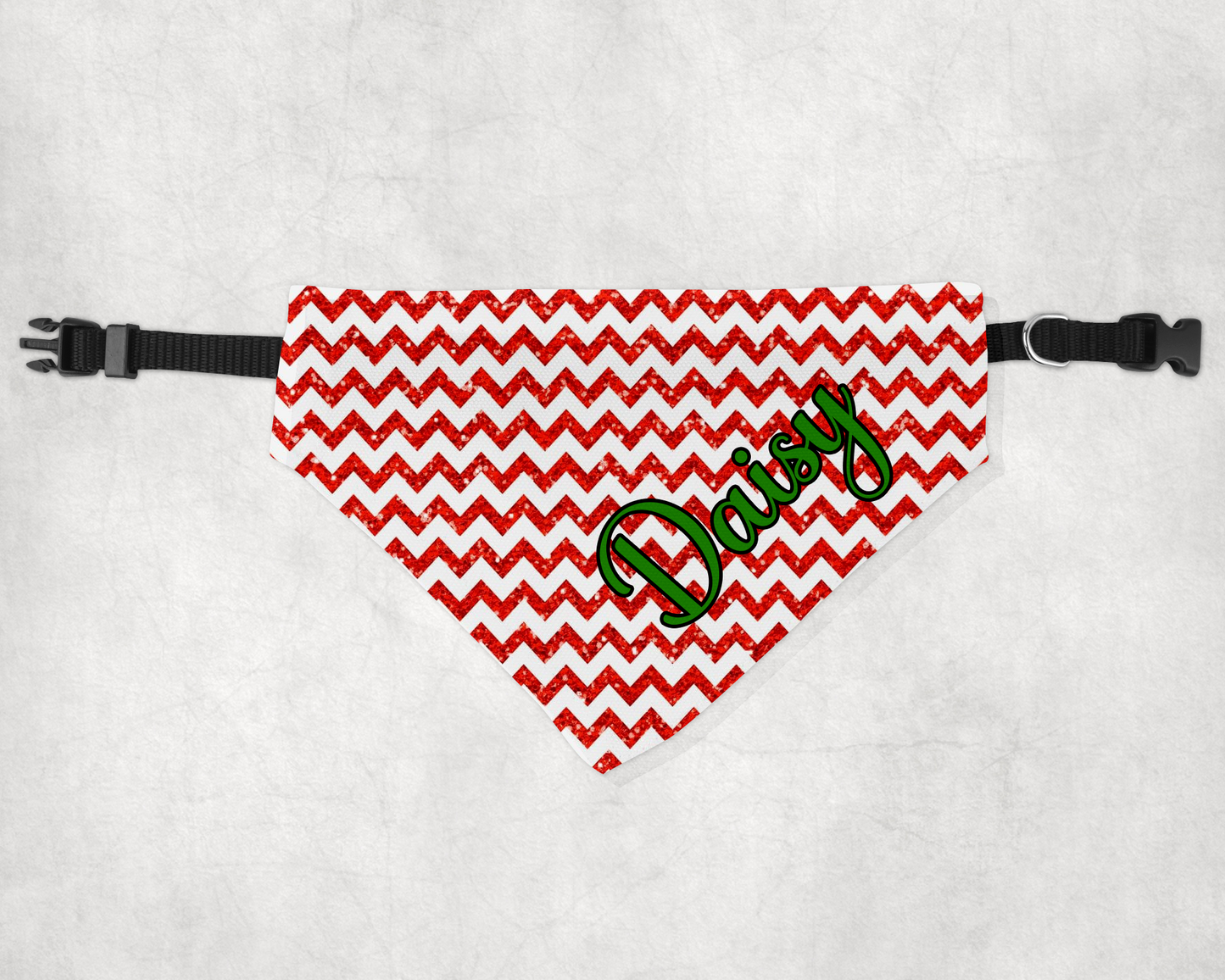 Dog Scarf with Collar - Red Glitter Chevron