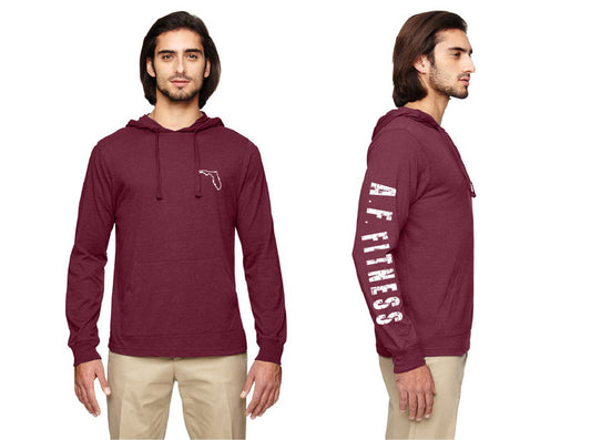 AF Fitness Long-Sleeve Pullover Hooded T-Shirt -Berry
