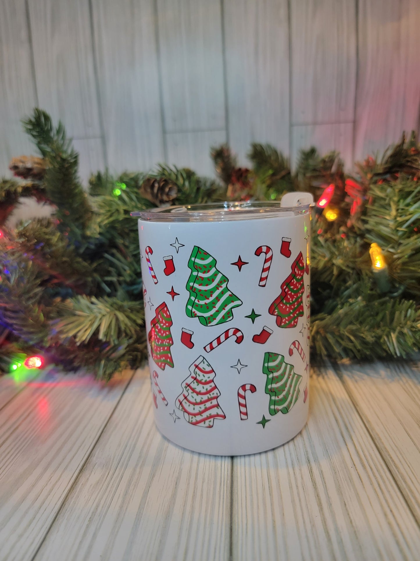 Christmas Cake Kids Tumbler 10oz- White